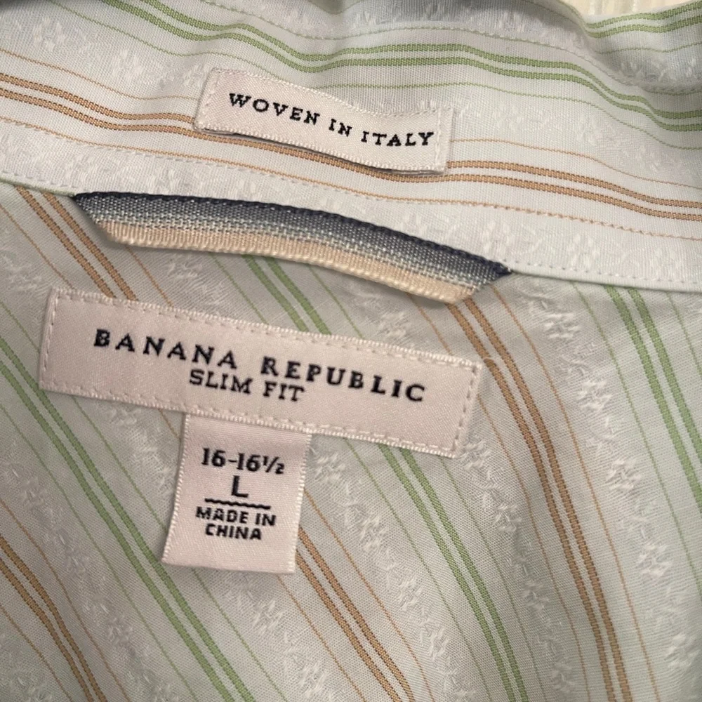 Banana republic slim fit men's striped‎ button down short, 16-16.5 Italy